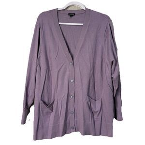 Torrid Women's Deep V-Neck Cardigan Sweater 4X Lightweight, Soft, Light Purple